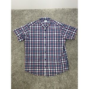 Columbia Men's XL Short Sleeve Button Down Plaid Shirt Pink Blue